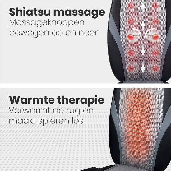 Auronic Shiatsu Massagekussen - Massagestoel - Massage Rug - Infrarood - Massage apparaat - Massage Stoel - Zwart