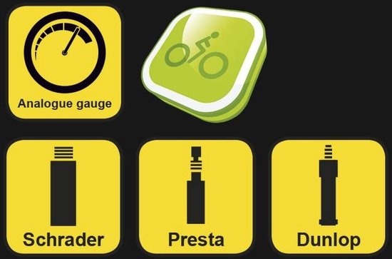 Dunlop Fietspomp met Drukmeter - Dubbel Ventiel - Hollands Ventiel/ Frans Ventiel/ Autoventiel