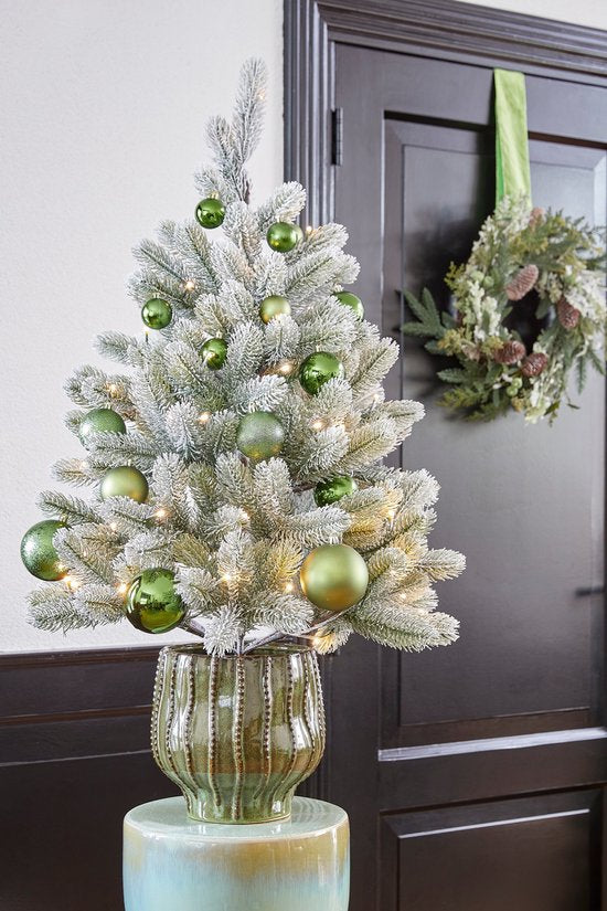 Black Box Trees Nigata Kunstkerstboom in Pot met LED Verlichting - H90 x Ø55 cm - Groen Frosted