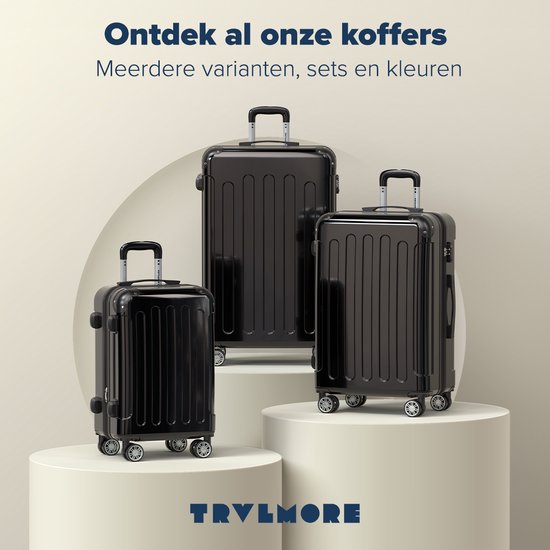 TRVLMORE Handbagage Koffer - 45L - TSA Cijferslot - Lichtgewicht - Uitbreidbaar - Trolley - 54x36x22cm - Zwart