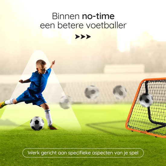 Volcan Dubbelzijdige Rebounder - Voetbal Trainingsmateriaal - Verstelbare Voetbal Bouncer - 85 x 85 cm - Inclusief Grondankers - Dubbele Progressie