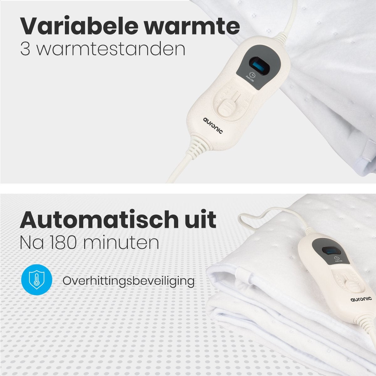 Auronic Elektrische Onderdeken - 1 Persoons - 150x80cm - met Hoekelastieken - Wit
