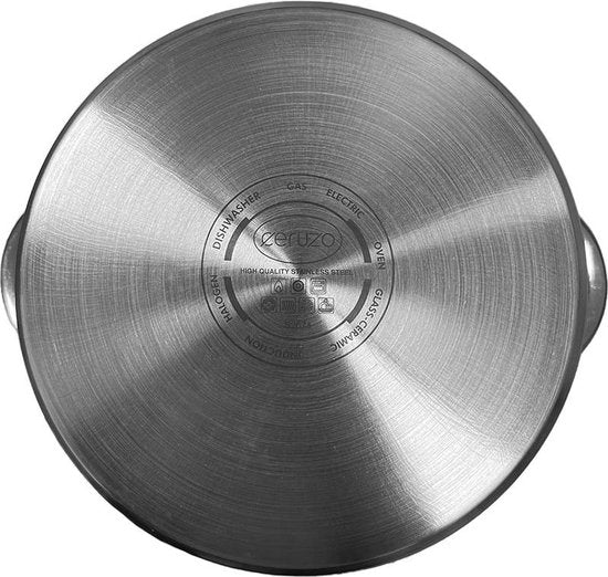 Ceruzo Kookpan - RVS - Diameter 24 cm - H 14,5 cm - 6,3 L - alle Warmtebronnen