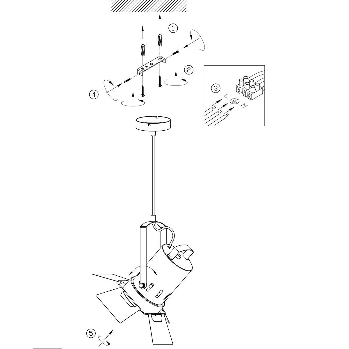 Hanglamp Carré 3379ZW – zwarte industriële lamp, staal, hoogte verstelbaar van 30-150 cm, Mexlite