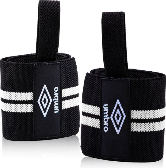 Umbro Polsbandjes - 2 Stuks - Polsbeschermers - Krachttraining en Fitness - Wit/Zwart