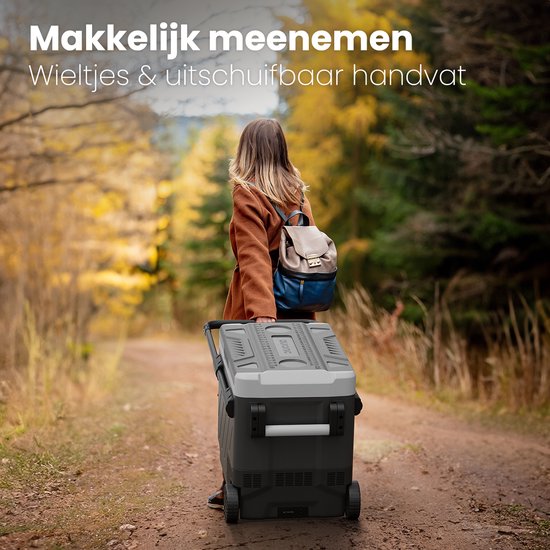 Auronic Compressor Koelbox Elektrisch 12V en 230 volt - Vriezen en Koelen - Coolbox - 58L - Frigobox - Grijs