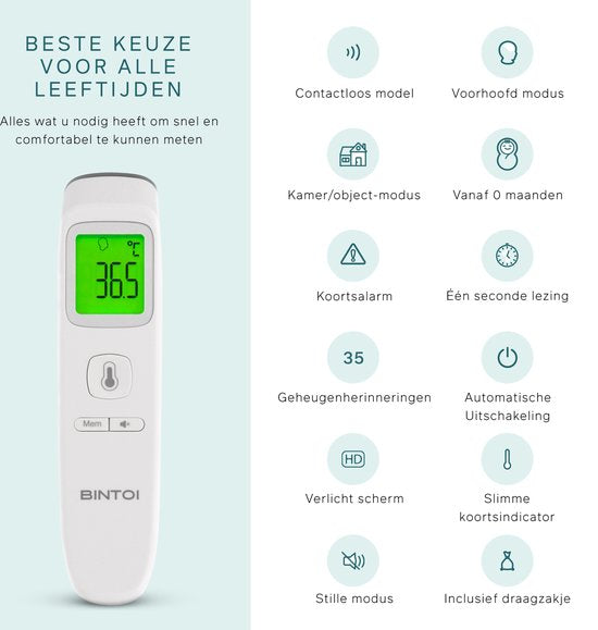 Bintoi® XE200 - Thermometer - Temperatuurmeter - Koortsthermometer