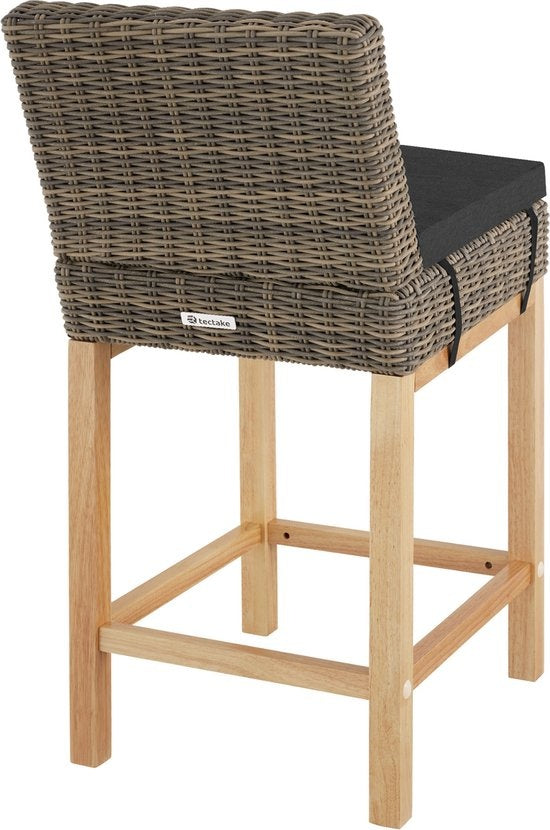 tectake® - Wicker barkruk Latina - Hoge stoel - Kruk - Keukenkruk - natuur - 404801 - poly-rattan