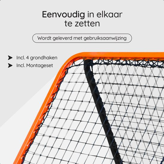 Volcan Dubbelzijdige Rebounder - Voetbal Trainingsmateriaal - Verstelbare Voetbal Bouncer - 85 x 85 cm - Inclusief Grondankers - Dubbele Progressie