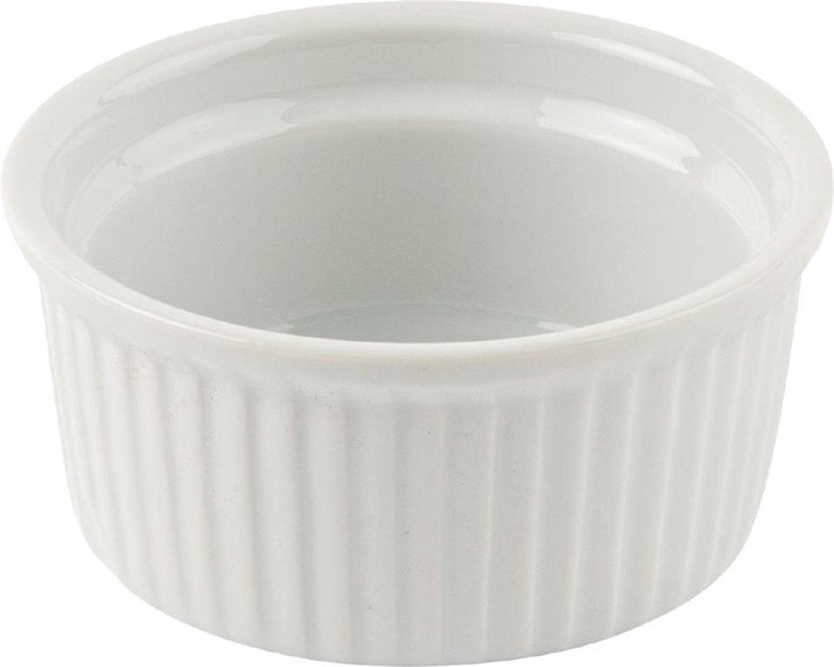 BIA Olympia 6x Crème Brûlée Schaaltje / Ramekin - 9 cm Ø - Wit Porselein - Oven, Vriezer en Vaatwasserbestendig