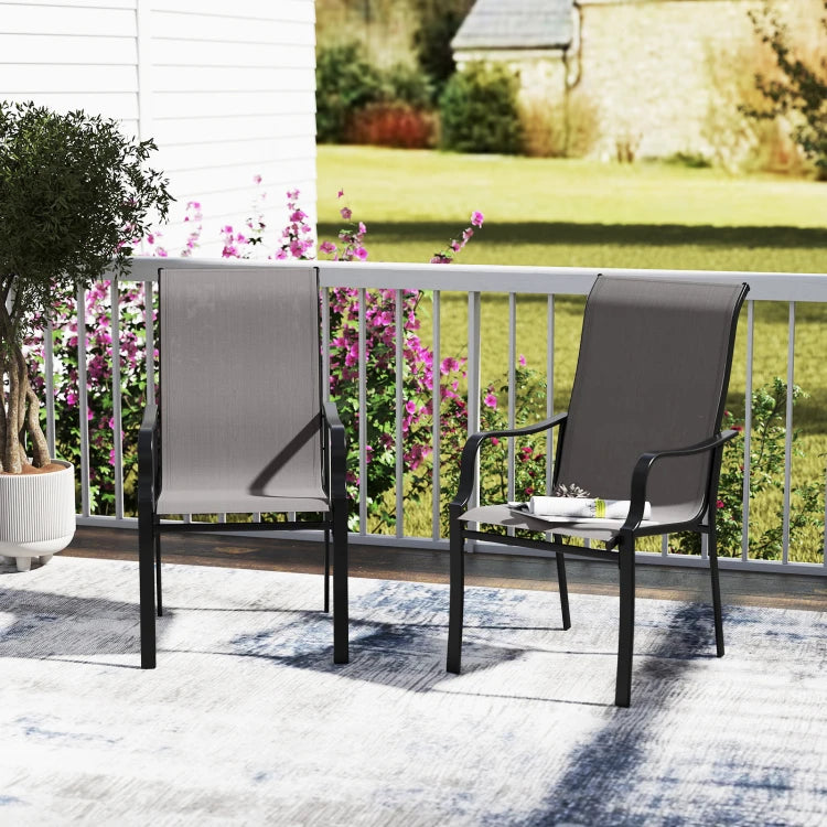 Coast Tuinstoelen - Set van 2 - Hoge Rugleuning - Hoofdsteun - 150 kg - Grijs