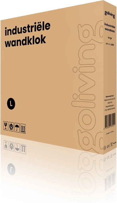 Goliving Wandklok Industrieel – Stil uurwerk – Moderne wandklok – Metaal – Ø 70cm – Zwart