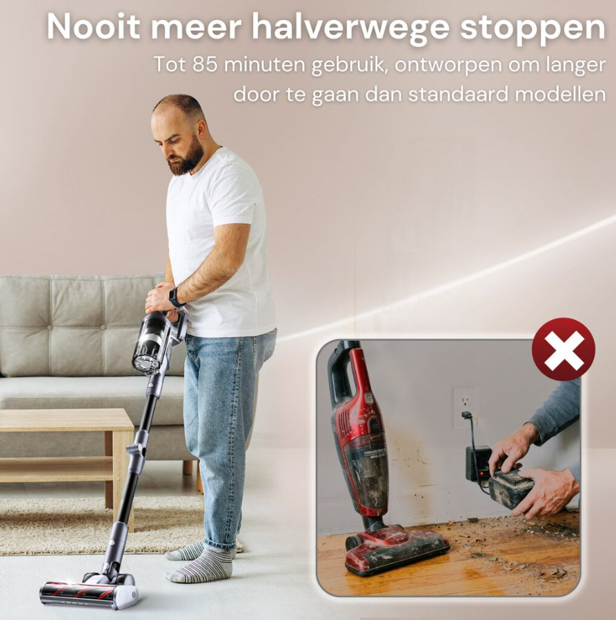 Vesora® Steelstofzuiger V2 Draadloos zonder Zak - Draadloze Stofzuiger - Kruimeldief Snoerloos - Vacuum Cleaner - Handstofzuiger - Stofzuiger Steel met Hepa Filter - Stofzuiger Huisdieren - Zakloze Stofzuiger