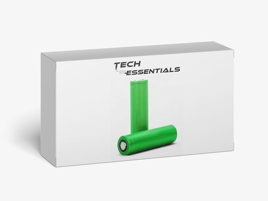 Tech Essentials® 2-Slots Batterijoplader USB-C Met 2x 18650 Oplaadbare Batterijen - 2600mAh 3.6V - 10440/18650 | Li-ion - Flat Top - Houder - Accu - Lithium