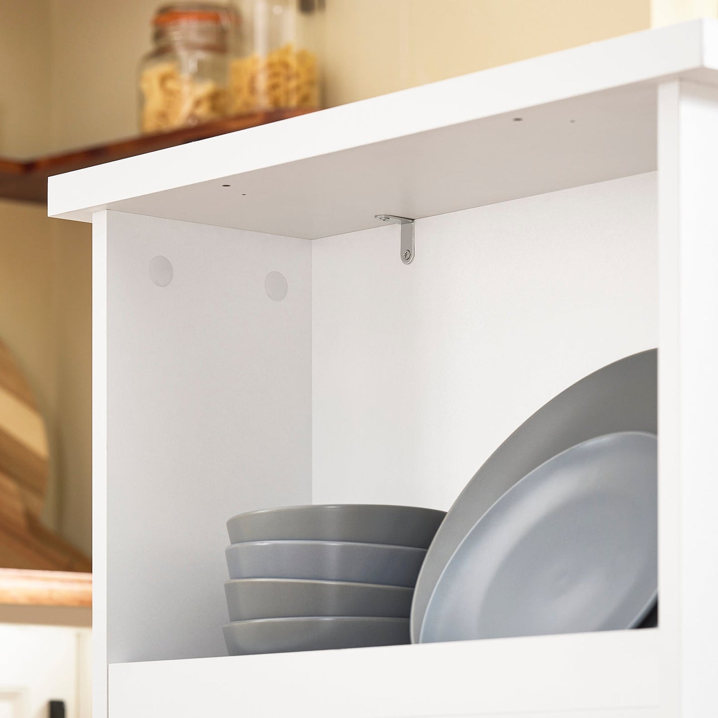 SoBuy FWT17-II-W Bartafel – Hoge Keukentafel met Opbergruimte – Compacte Staantafel voor Keuken, Woonkamer of Koffiebar – Wit – 112 x 57 x 106 cm