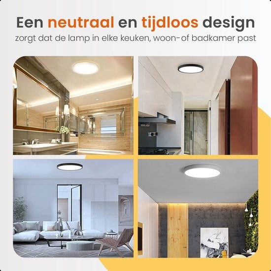 Goliving Plafondlamp – Plafonniere – Led – Extra Dun – Warm Wit Licht – Slaapkamer – Badkamer – Woonkamer – Ø 23cm – Wit