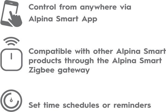 alpina Smart Home - Bewegingssensor - 3V - Bewegingsmelder voor Binnen - 5M Detectie - Zigbee Gateway - alpina Smart Home App