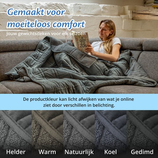 EL Life Verzwaringsdeken 9 kg - Fluweel & Sherpa Zwaartedeken OEKO-TEX - 135 x 200cm - Grijs