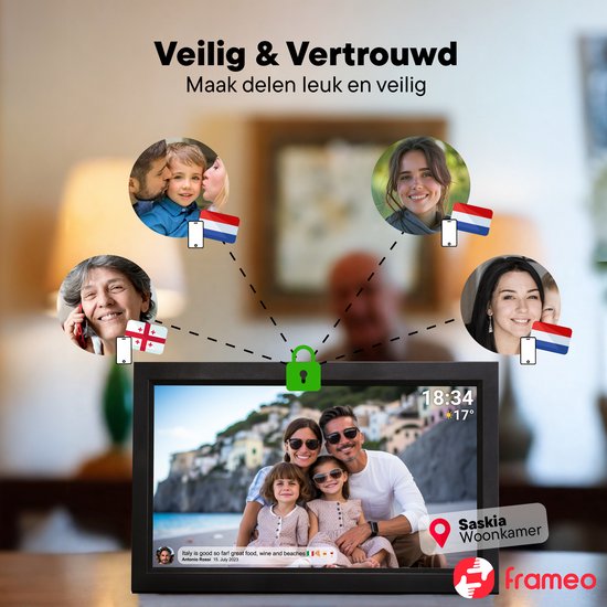Denver - Digitaal Fotoframe XL - 15,6-inch - Full HD - Frameo App - WiFi - 16GB - IPS aanraakscherm - Zwart