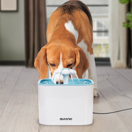 Auronic Drinkfontein - Waterfontein voor Hond en Kat - 2L - Dieren Drinkbak - Incl. 4 Filters - Wit