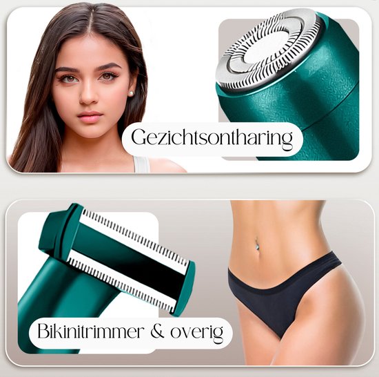 4-in-1 Bikinitrimmer + Travel Bag - Sansbeauté® - Gezicht - Oksels - Benen - Bikinilijn - Wenkbrauw Trimmer - Gezichtsontharing Dames - Intieme Zone - Ladyshaves Bikini - Ontharingsapparaat Electrisch