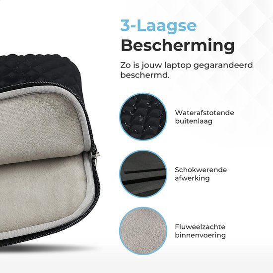 Trendfield Macbook Air Hoes 13.3 - 13.6 Inch Laptop Hoes - Macbook Pro Sleeve - Laptophoes 13 Inch - Diamanten Case - Zwart
