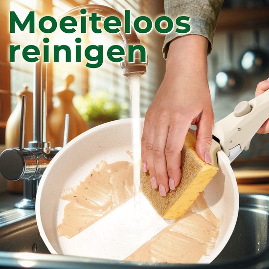 21-delige pannenset antiaanbaklaag in beige graniet - Geschikt voor alle warmtebronnen, inclusief inductie Just Perfecto JL-721