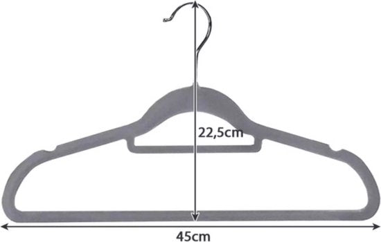 Set van 100 Fluwelen Kledinghangers – Grijs – Antislip – 360° Draaibare Haak