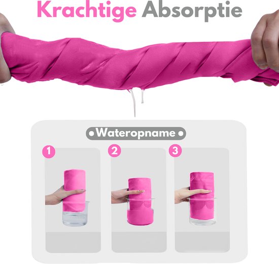 VAIVE Microvezel handdoek - Strandlaken 100x200 - Badlaken - Reishanddoek Sneldrogend - Roze
