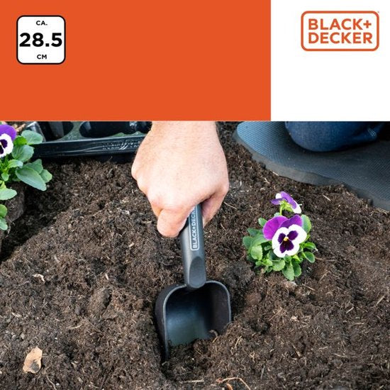 BLACK+DECKER Tuinschepje - Ronde Afwerking - Diepe Bodem - 28,5 CM - Zwart