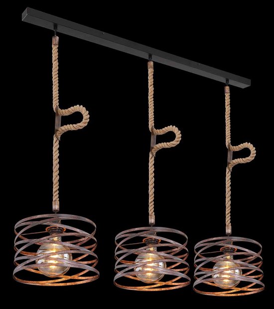Globo - hanglamp - Marco - zwart - metaal - grote eettafellamp - E27 - 15641-3H