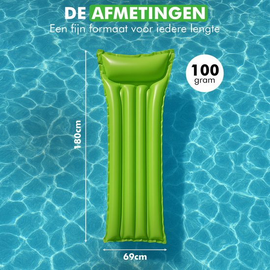 Travelhawk Luchtbed Zwembad - 3 Stuks - voor Volwassenen en Kinderen - Lichtbed Zwembad - Oranje, Blauw, Groen