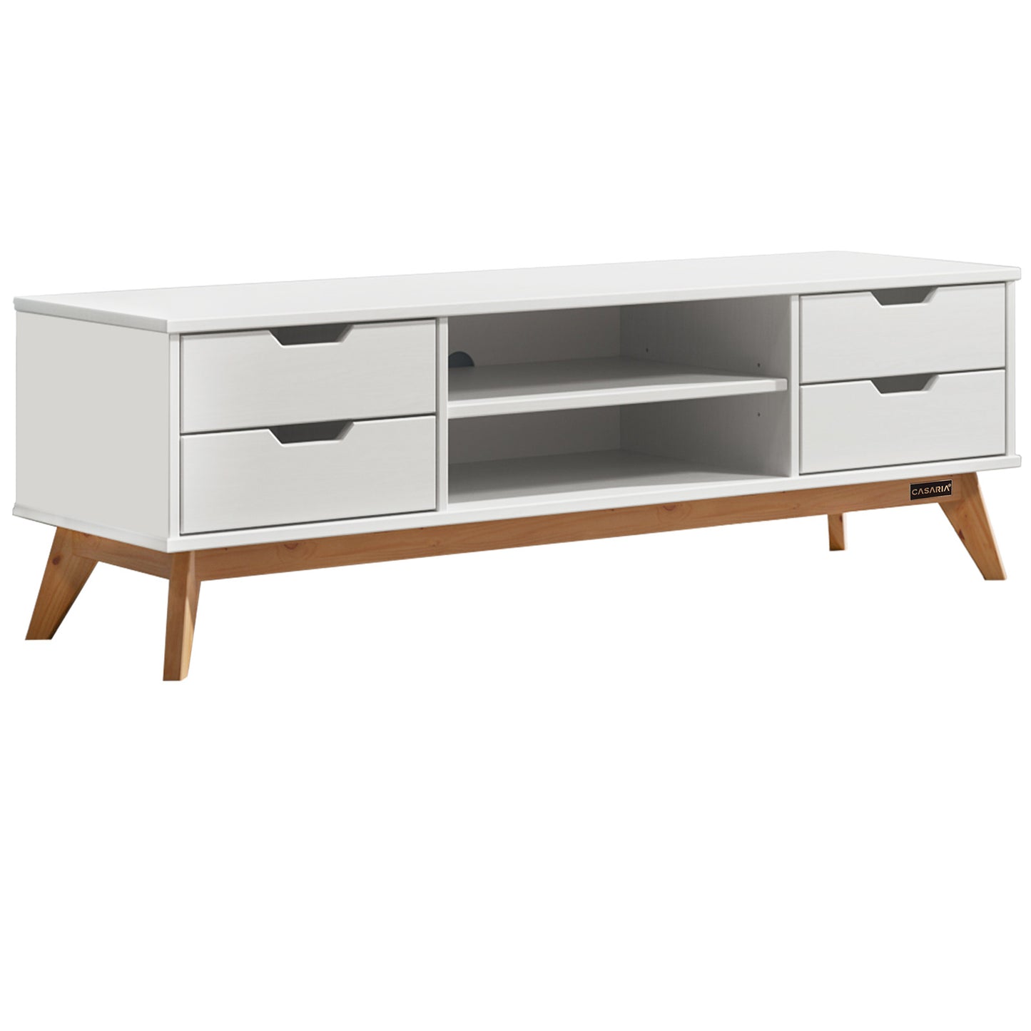 Borneo TV Meubel - Grenen FSC® gecertificeerd - 140x42x40 Wit