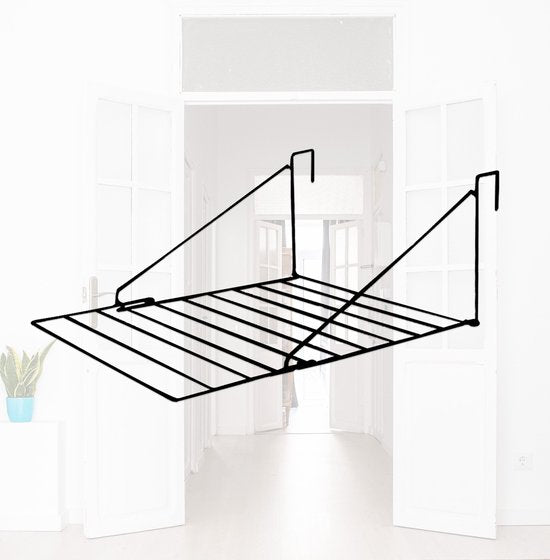 BRASQ Droogrek Hangend Zwart - 5 meter - Wasdroger voor Deur en Balkon - Wasrek inklapbaar - Wanddroogrek - ophangbaar droogrek- 53x71x27 cm