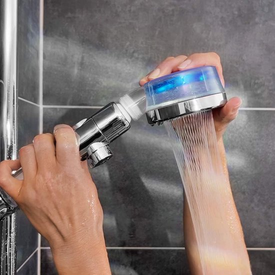Telsell Aquadon EcoTornado - waterbesparende douchekop 2 Stuck Goud - Waterbesparende & drukverhogende douchekop - 360° draaibare handdouche - douchekop met antikalkfunctie - beschermt huid & haar
