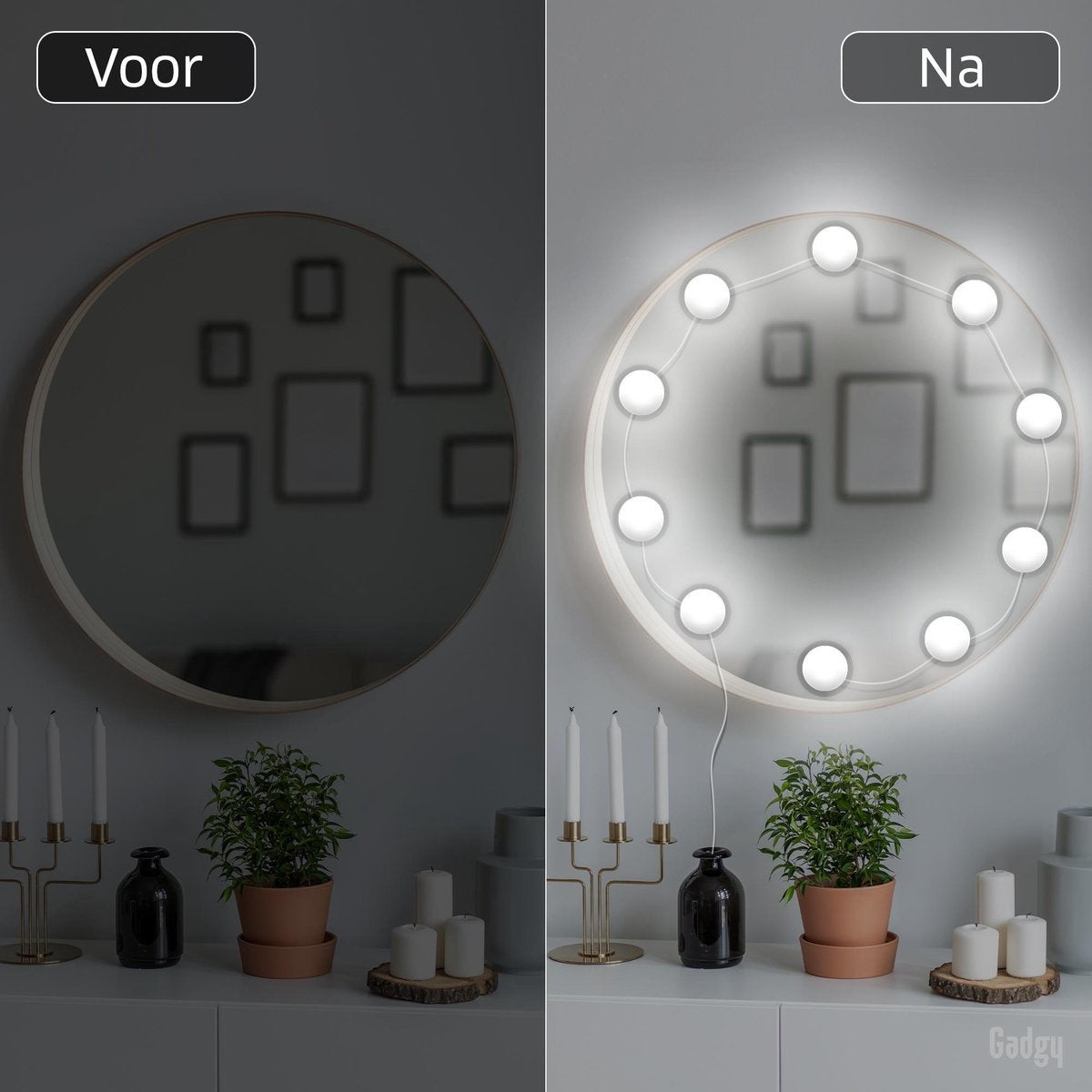 Gadgy Hollywood Spiegel Met Verlichting – Spiegel Met Licht - 10 LED lampen - Dimbaar (SPIEGEL NIET INBEGREPEN)