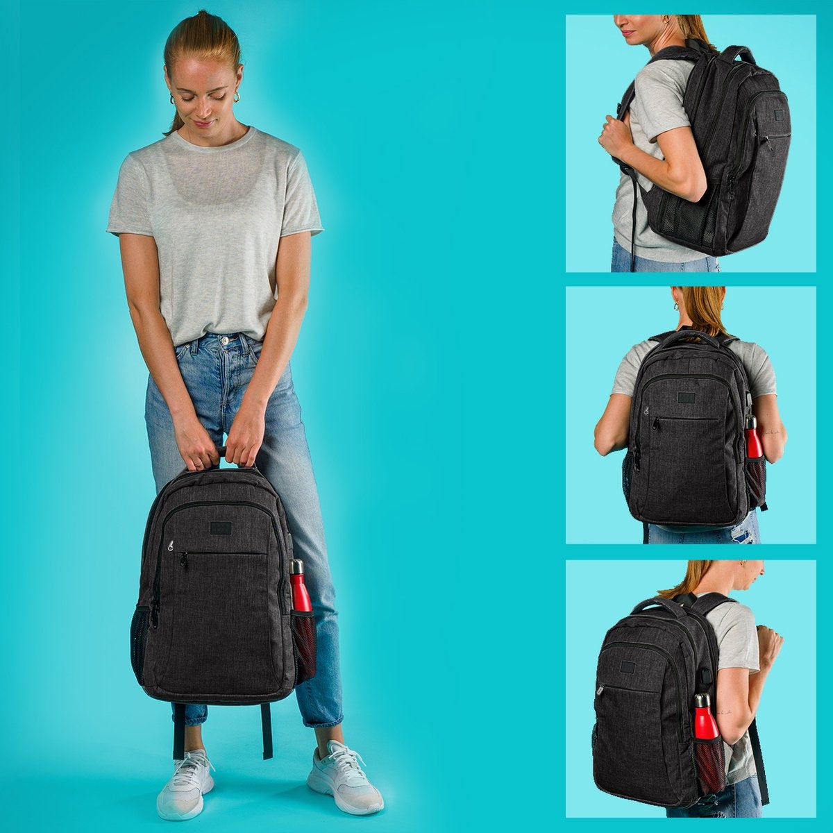 TRVLMORE Rugzak - 36L - 17,3 inch - Laptop Rugtas - Schooltas - Unisex - Spatwaterdicht Antraciet