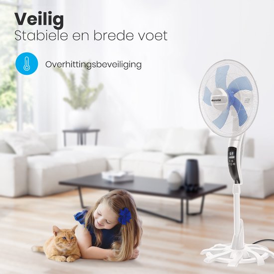Auronic Statiefventilator - Staande Ventilator met Afstandsbediening - Timer - 50W - 53dB - Wit