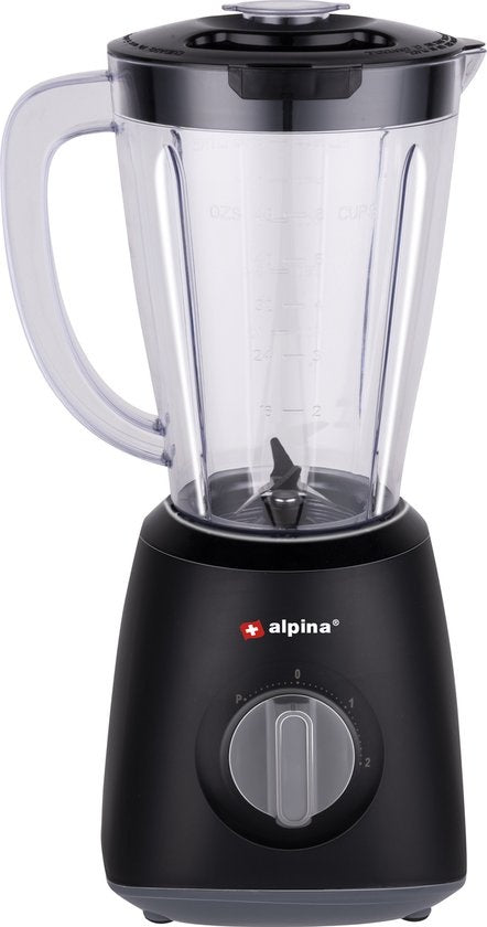alpina Blender - 1,5 Liter - 400 Watt - Turbofunctie - Kunststof Kan - Zwart