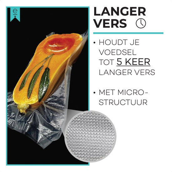 Vacuümzakken Voedsel - 16x25 cm - 100 stuks - Vacumeerzakken - Sous Vide Zakken - Vacuümzakken Met Microstructuur - Vacuüm Opbergzakken - BPA Vrij