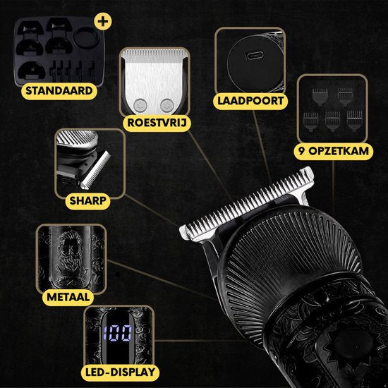 7-in-1 Baardtrimmer Mannen + Standaard - Trimmer voor Baard en Lichaam - Incl. 6 opzetstukken - Sansbeauté® - Bodygroomer Mannen - Bodytrimmer Heren - Haar trimmer - Tondeuse - 0.5-15MM - Neus en Oor - Trimapparaat - Baard Machine - Multigroomer