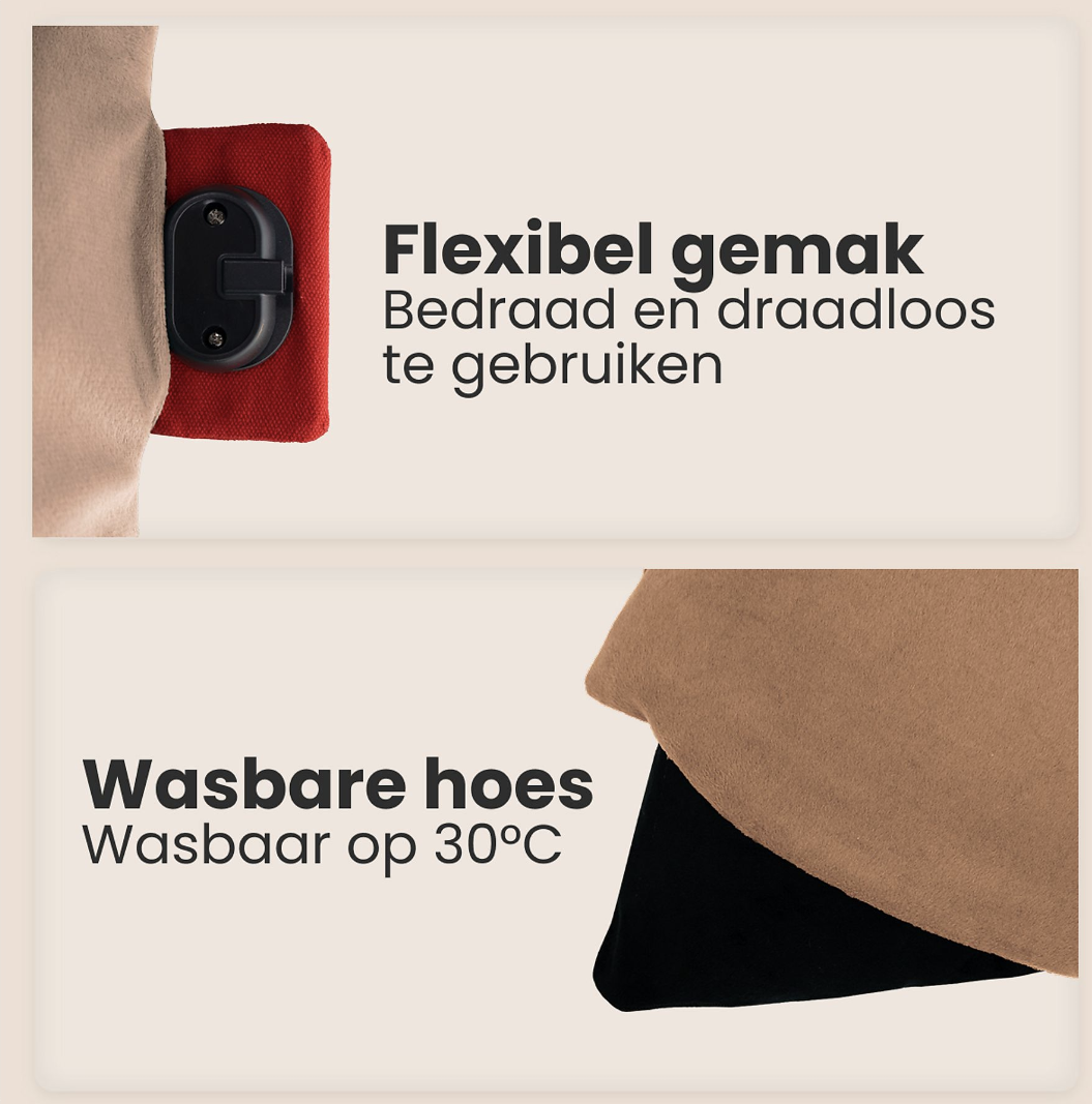 Auronic elektrisch warmtekussen infrarood classic 45x45 cm – oplaadbaar – 3 warmtestanden – oud roze