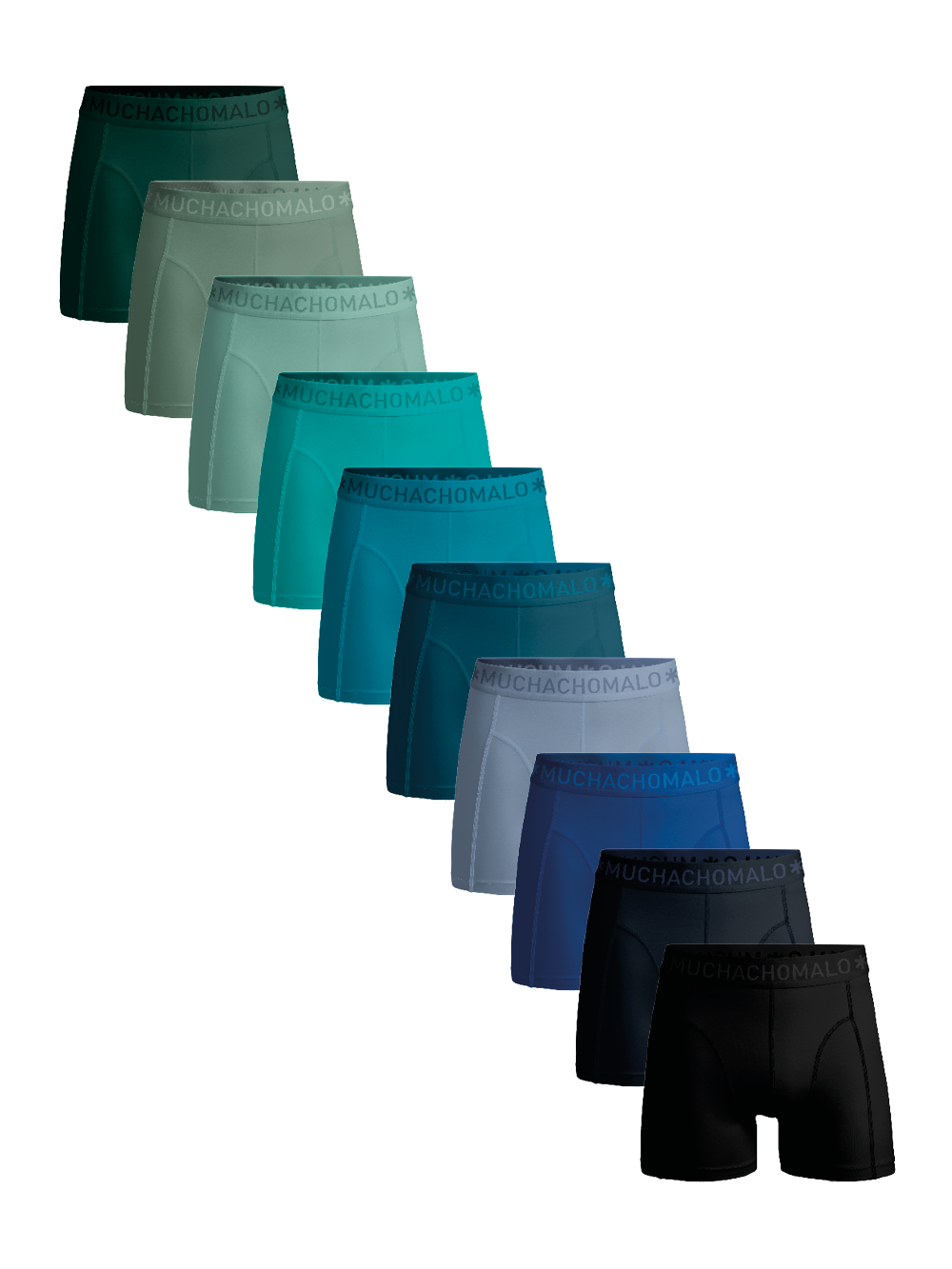 Muchachomalo U-Solid Boxershort - 10-Pack - XL - Black/Blue/Green