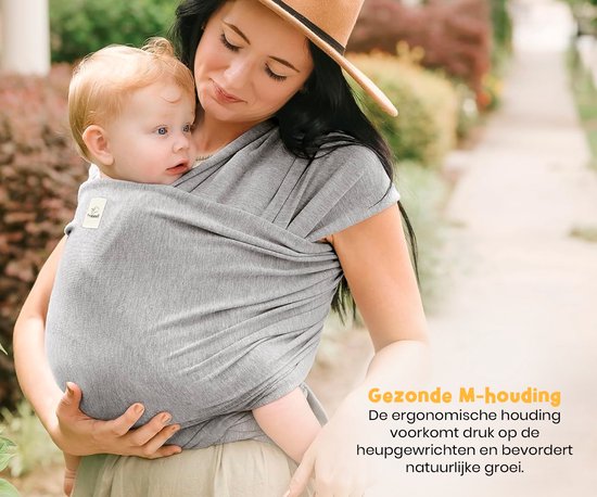 Frummel Baby Draagdoek Grijs - Draagzak - Baby Wrap - Baby carrier - Draagdoek geweven - Baby 0-36 maanden - Newborn