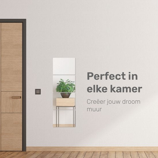 XL Plakspiegel 30x50 - 4 stuks - Zelfklevende - Plakspiegels - Hollywood make up spiegel - Deur - Spiegel - Folie - Badkamer - Grote - Sticker - Pas - Wand - Spiegel