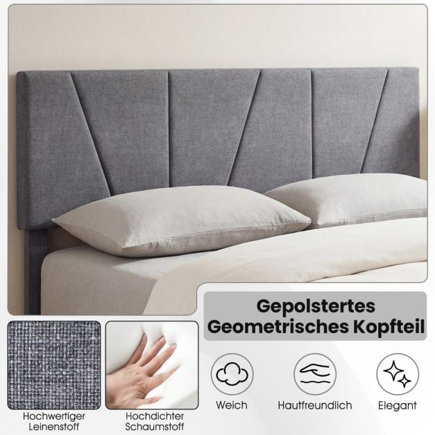 Coast Gestoffeerd Bedframe – 160 x 200 cm – Verstelbaar Hoofdbord – Donkergrijs