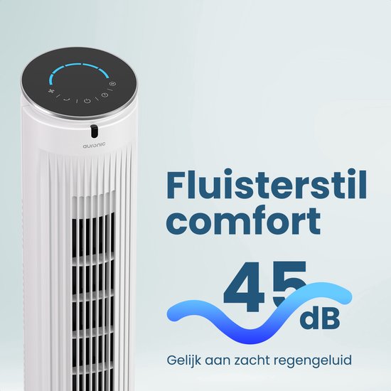 Auronic Torenventilator - Vloerventilator - Luchtkoeler - Ventilator Staand - 105 CM - 5 Snelheden - Met Afstandsbediening - Stille Ventilator - Fan - 45 dB - Wit