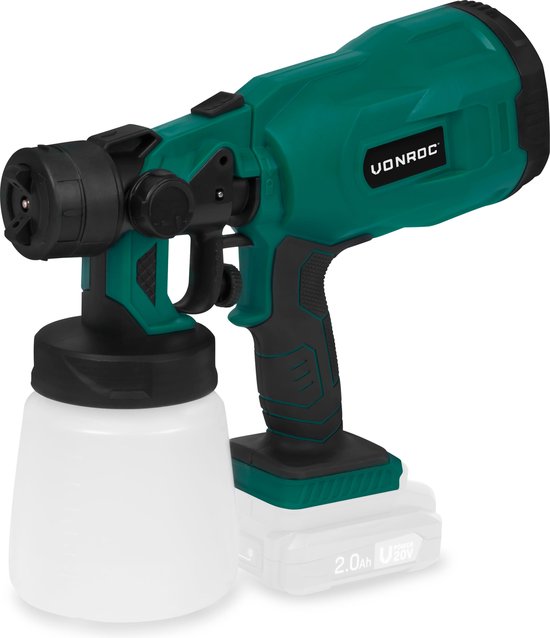 VONROC Accu verfspuit – VPower 20V – Zonder accu & lader – Inhoud 800 ml – Incl. accessoires