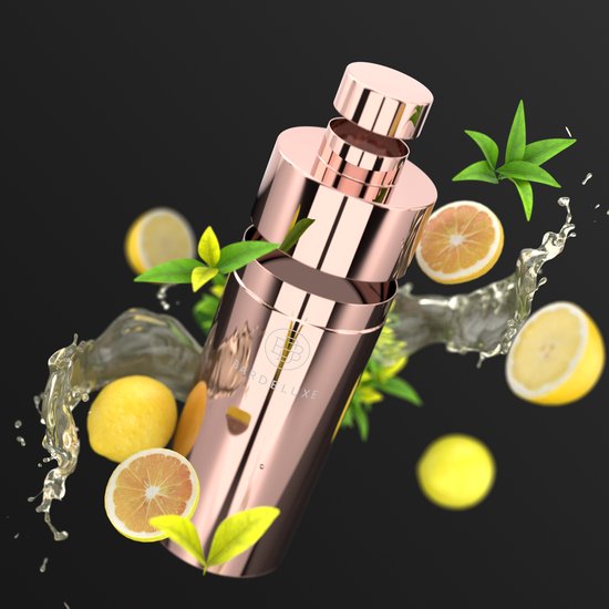 BarDeluxe® Cocktail Set - 12-Delig - Cocktailshaker 750 ml - Roestvrij Staal - Inclusief Luxe Geschenkdoos - Opbergtasje & Receptenboek - Rosé Goud
