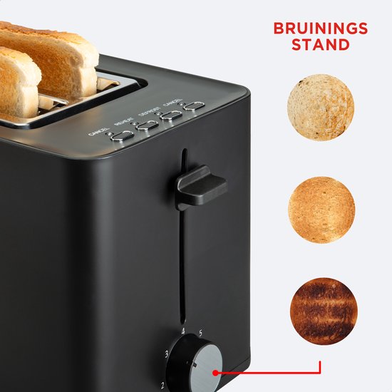 Bourgini Tosti Toaster - Broodrooster met Tostiklemmen - Zwart- Extra brede sleuf geschikt voor 2 tosti's - Instelbare bruiningsstand en ontdooifunctie